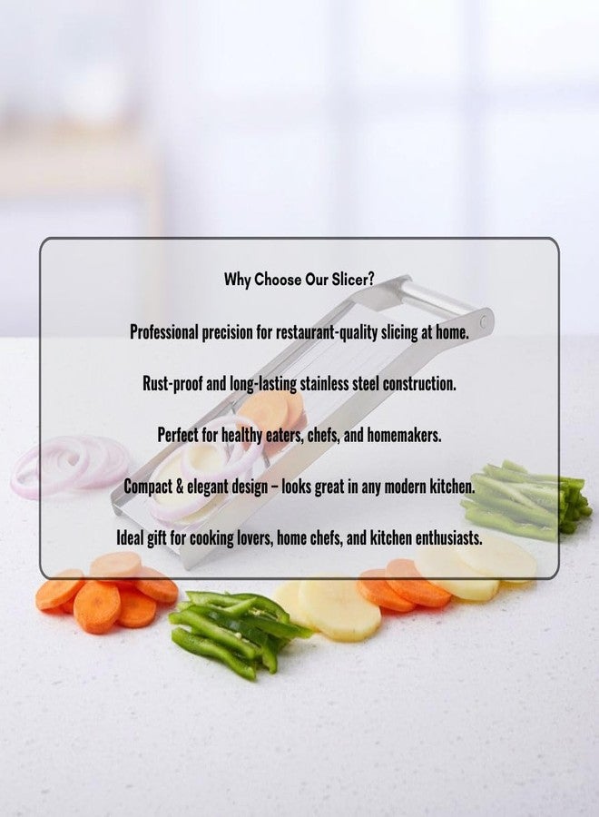 faas Stainless Steel Slicer/Plain Slicer/Potato Slicer/Manual Potato Chips Cutter/Vegetable Cutter/Mandoline Slicer for Kitchen with Safety Holder Kitchen Tools (Full Steel Slicer-1pcs) - Image 5